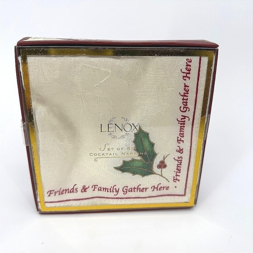 Cocktail Napkins set of 6 LENOX Christmas Holly & Berries NEW Friends & Family